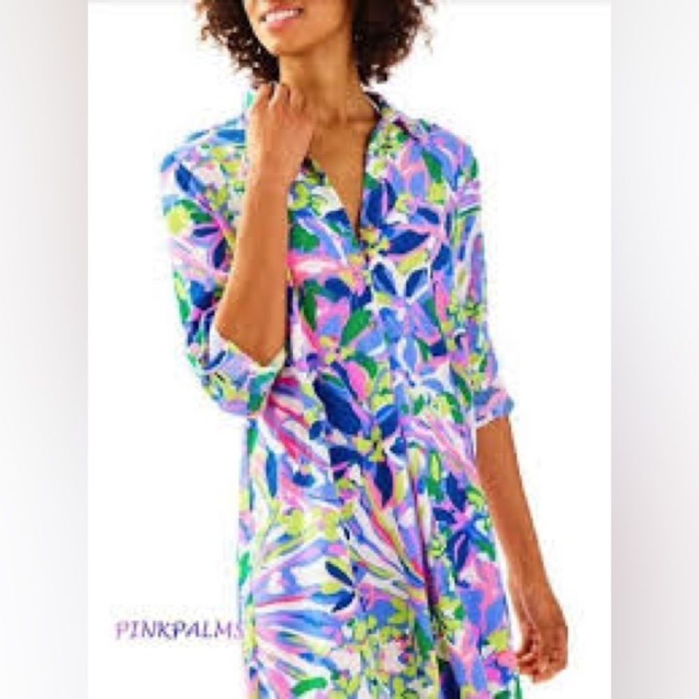 Lilly Pulitzer Multicolor Floral Long Sleeve Shirt Dress
